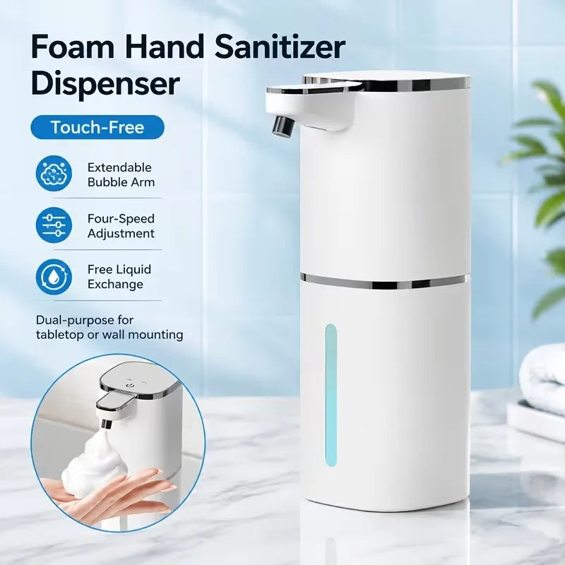 400ML Large Capacity Light Display 4-Levels Adjustable Foam/Liquid Modes Touchless Electric Automatic Smart Sense Soap Dispenser