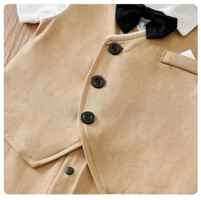 0-18 Baby Bodysuit Gentleman Style Handsome Formal Cotton Comfortable Soft Boys And Girls Summer Short Sleeved Newborn Clothes