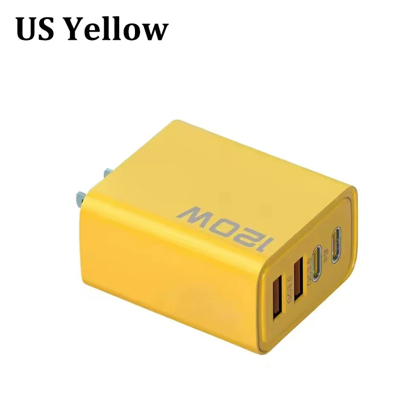 Cargador 4 Puertos 120W USB-C | Carga Rápida QC3.0 - iPhone, Samsung y Xiaomi