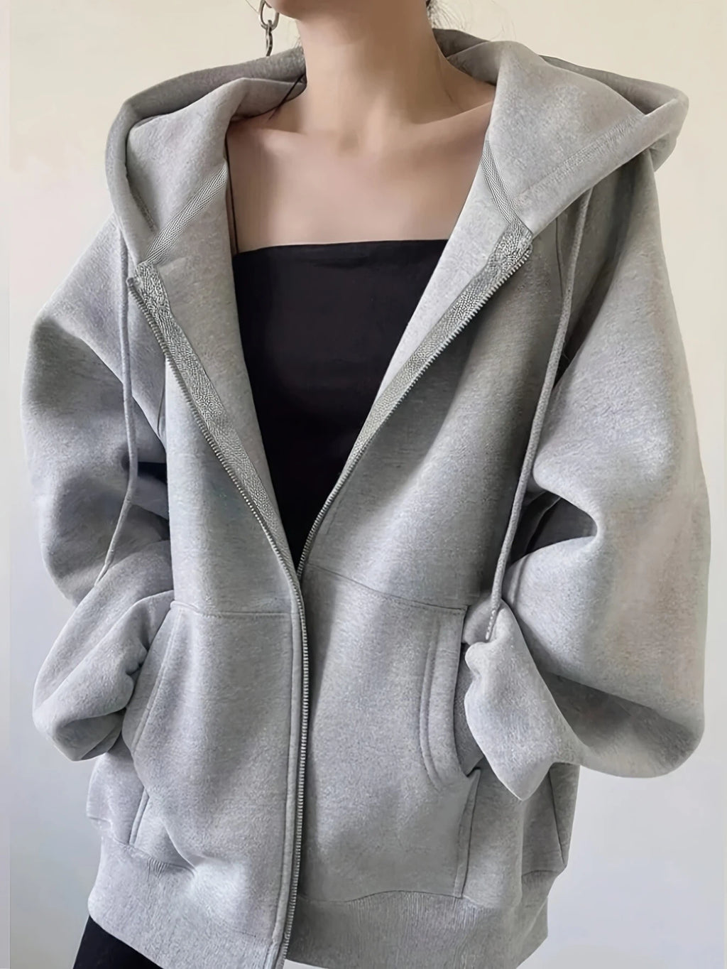 Plum blossom Women's Zipper Hoodies Jacket Cotton Fleece Hoody Sweatshirt Pullover Autumn Winter Oversized Loose Tops Coat