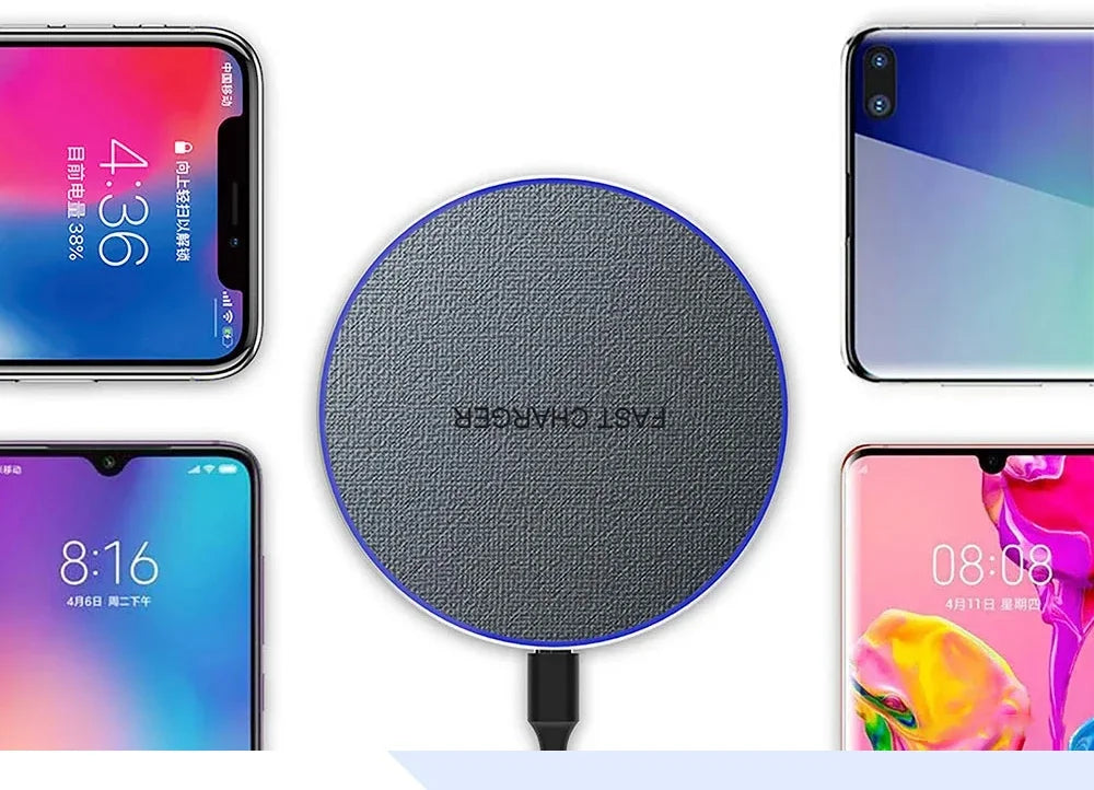 Ultra-Thin Fast Wireless Charger Pad for Samsung Galaxy S25  iPhone 17 16 15 14 13 Pro Max Wireless Induction Charging Station