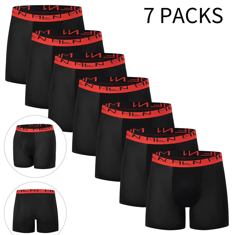 5/10 Pack Multi-size Teenagers To Adults Men's Boyshort Leisure Sports Joker Elastic Waist Long Men's Underwear Can Be Parent-ch