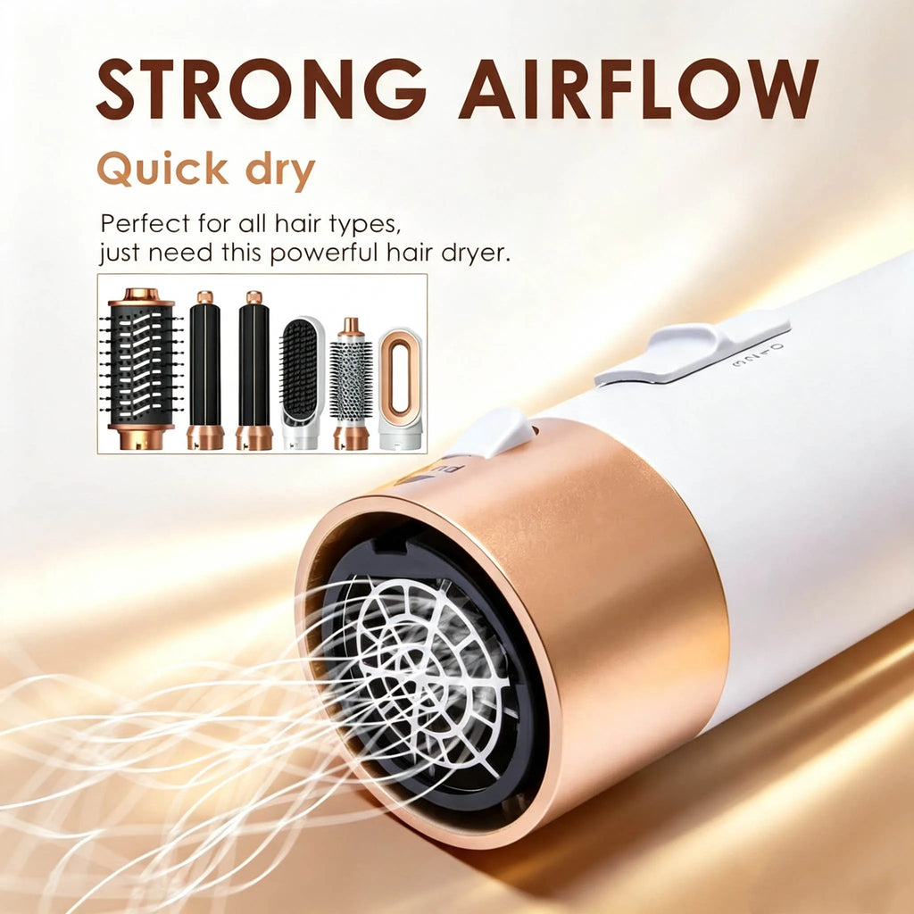 6 in 1 Hair Dryer One-step Hot Air Comb Set Professional Air styling Curling Iron Hair Straightener Styling Tool Hair Dryer