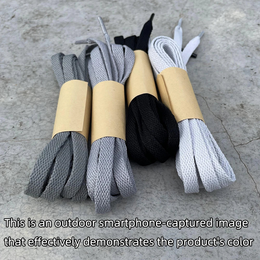 HIBERNI Replacement Shoelaces for Adidas/Nike Sneakers 100-160cm Black/Gray | Durable Flat Laces for Men Women 1pair