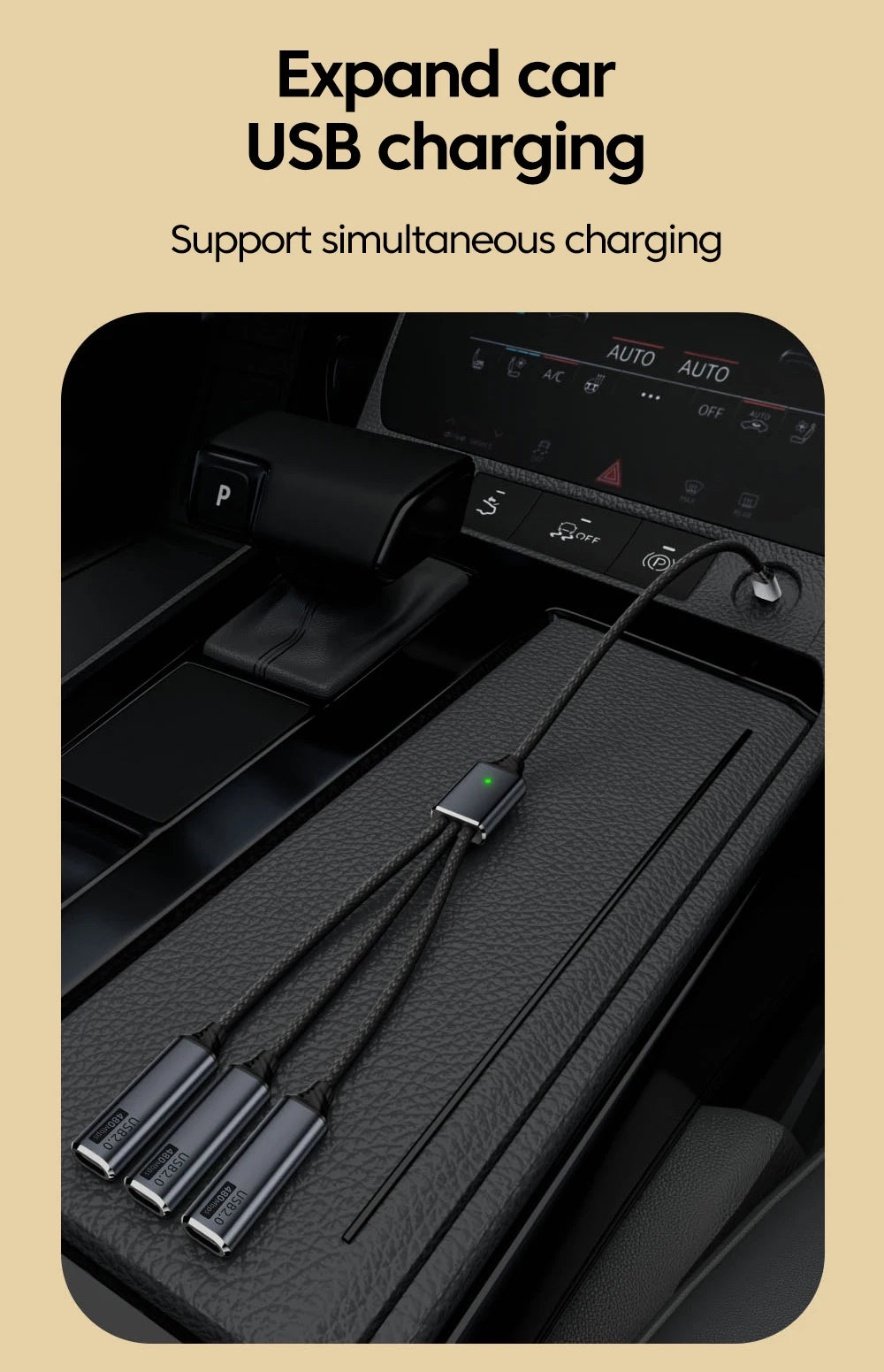 Adaptador Hub USB-C a 3 Puertos USB 2.0 OTG