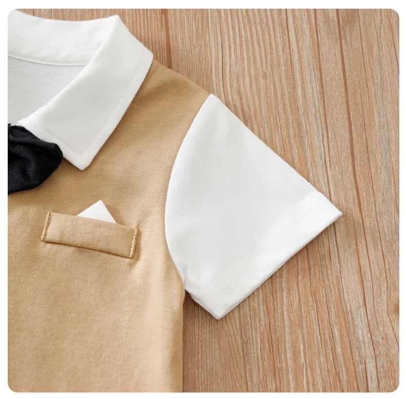 0-18 Baby Bodysuit Gentleman Style Handsome Formal Cotton Comfortable Soft Boys And Girls Summer Short Sleeved Newborn Clothes