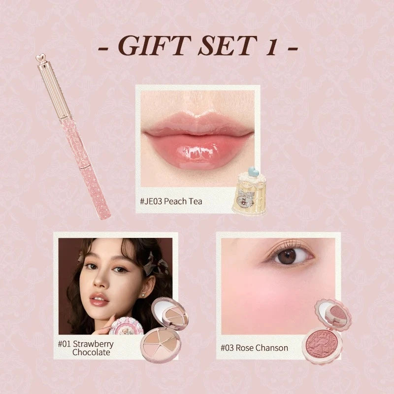 Flower Know Sweetie Bear Makeup Set Shimmer Matte Blush Lipstick Kit