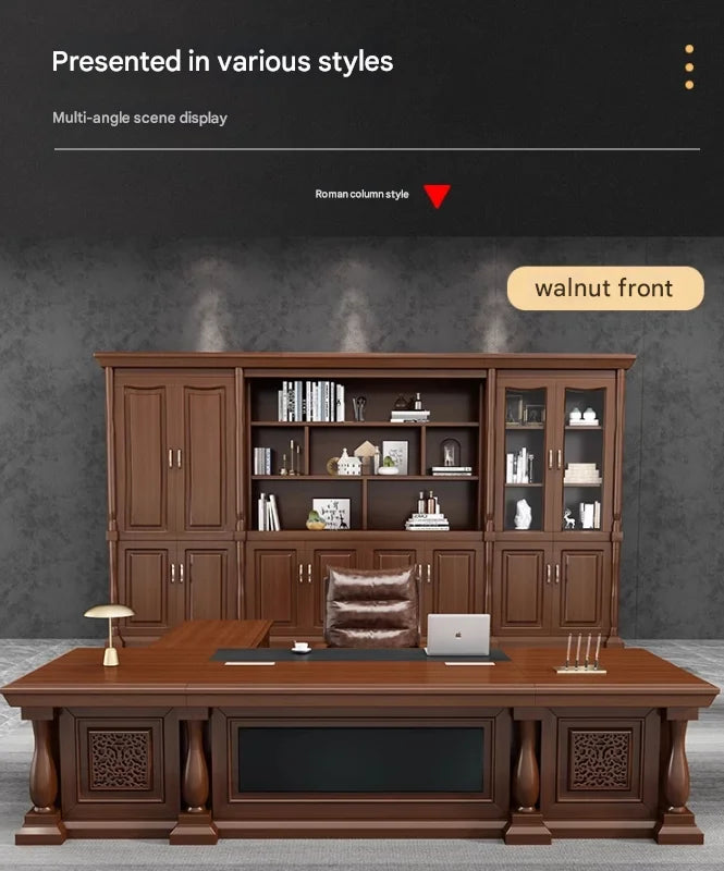 Contemporary Chinese Style CEO Desk Chair Set Luxury Boss Desk For Office Home