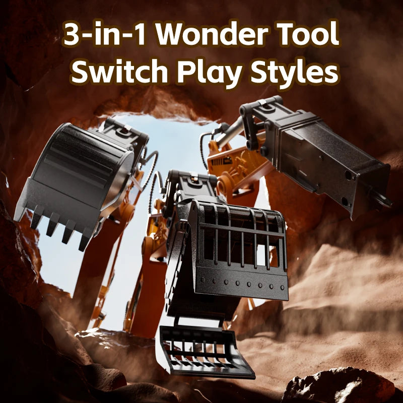 RC Excavator 14 Channel 3 IN 1 RC Engineering Car Remote Control Crawler Truck Alloy Excavator RC Model Car Toy Christmas Gift