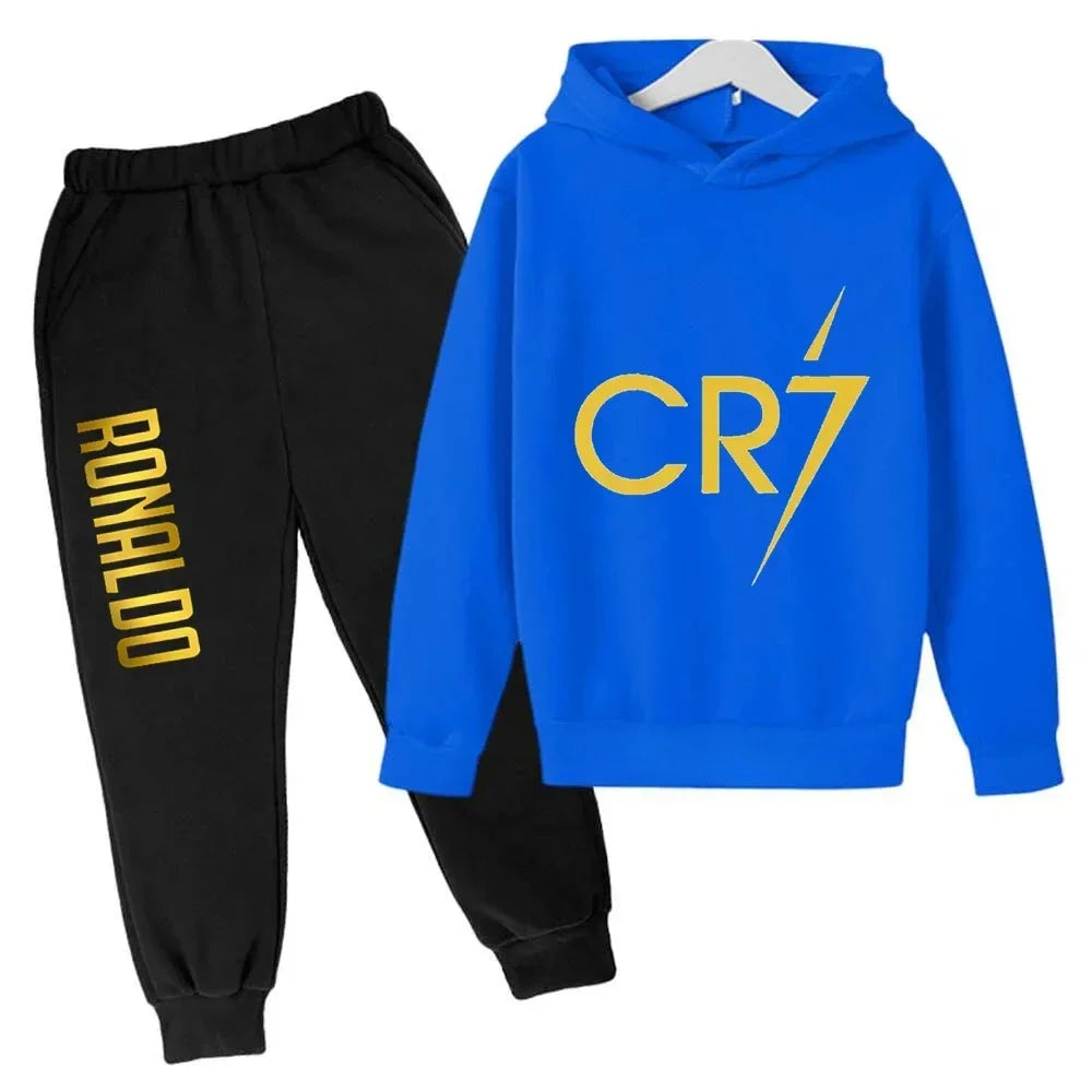 Ronaldo CR7 Print Football Idol Clothing Children Hoodie 2pcs Set Pants Suit Kids Boys Tracksuit Girls Clothing Sport Tracksuits