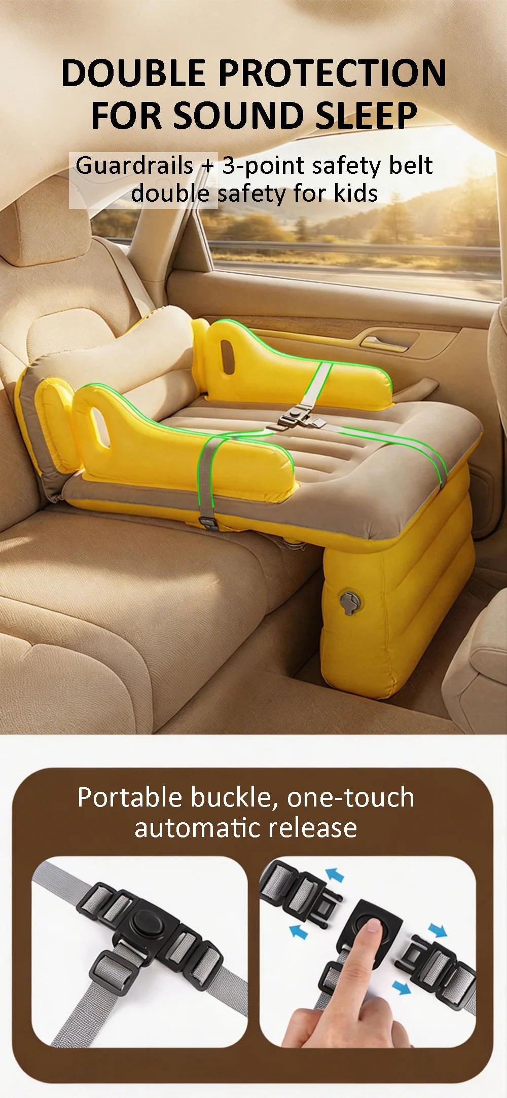 Portable Toddler Airplane Bed For Kid Baby Mattress Air Bed Seat Extender Sleeping Mattress Seat For Travel Car Road Trip
