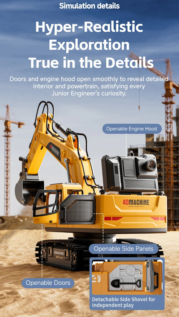 RC Excavator 14 Channel 3 IN 1 RC Engineering Car Remote Control Crawler Truck Alloy Excavator RC Model Car Toy Christmas Gift