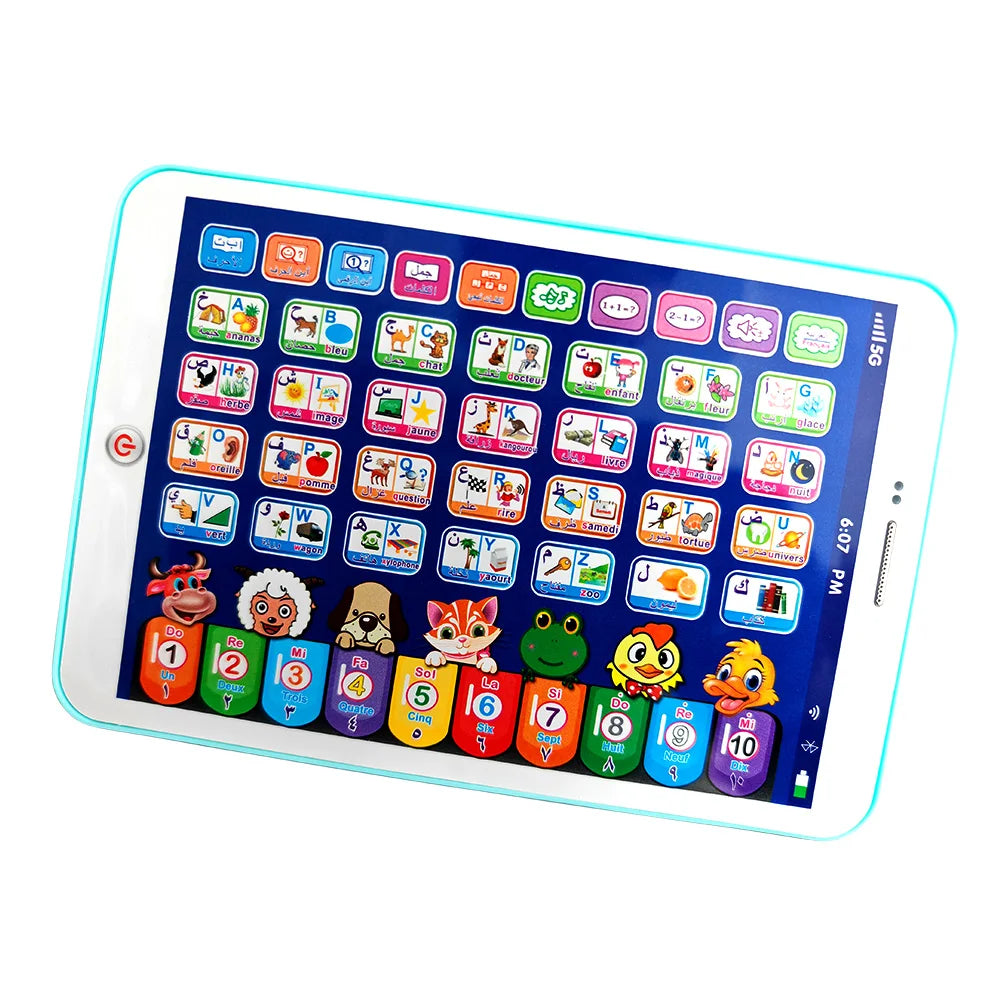 French Arabic Bilingual Voice Point Reading Machine Tablet Children's Learning Machine Simulation Computer Pad Toy for Toddlers