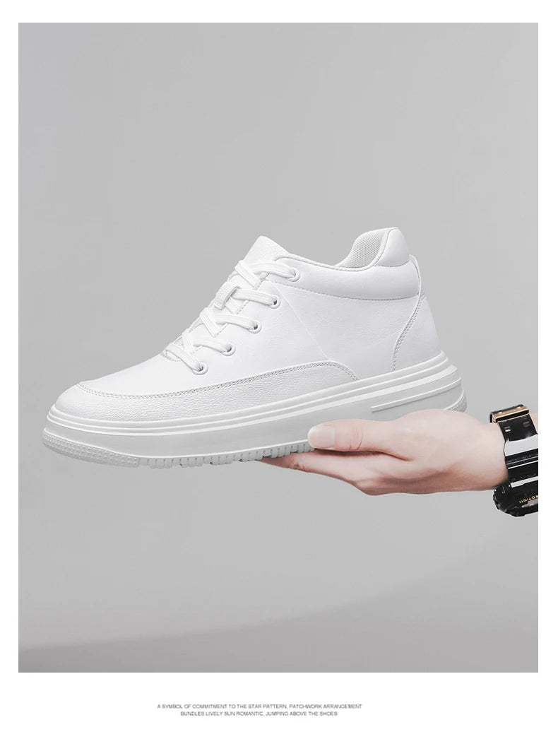 New Invisible Inner Height Increasing Men's Shoes 8cm Trendy Sports Shoes White Shoes British Height Increasing Casual Sneakers