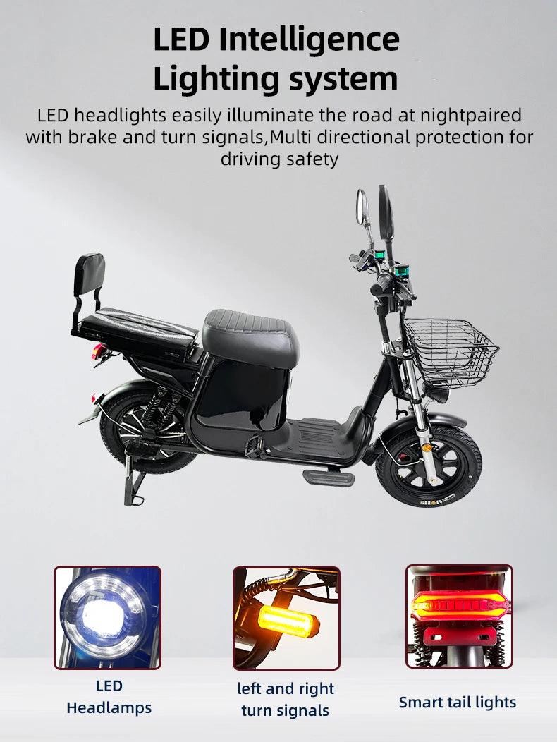 Electric Bike 16” Delivery Electric Bicycle Manufacture 800W 60V Lithium Battery Black E-bike