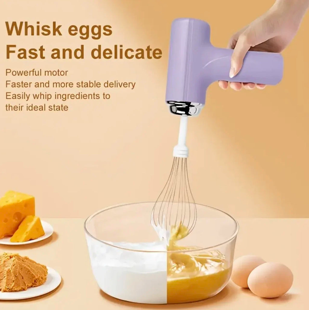 Electric Egg Beater Wireless Electric Food Mixer Handheld Mixer with 3 Speed Settings Baking Dough Cake Cream Milk Whisk