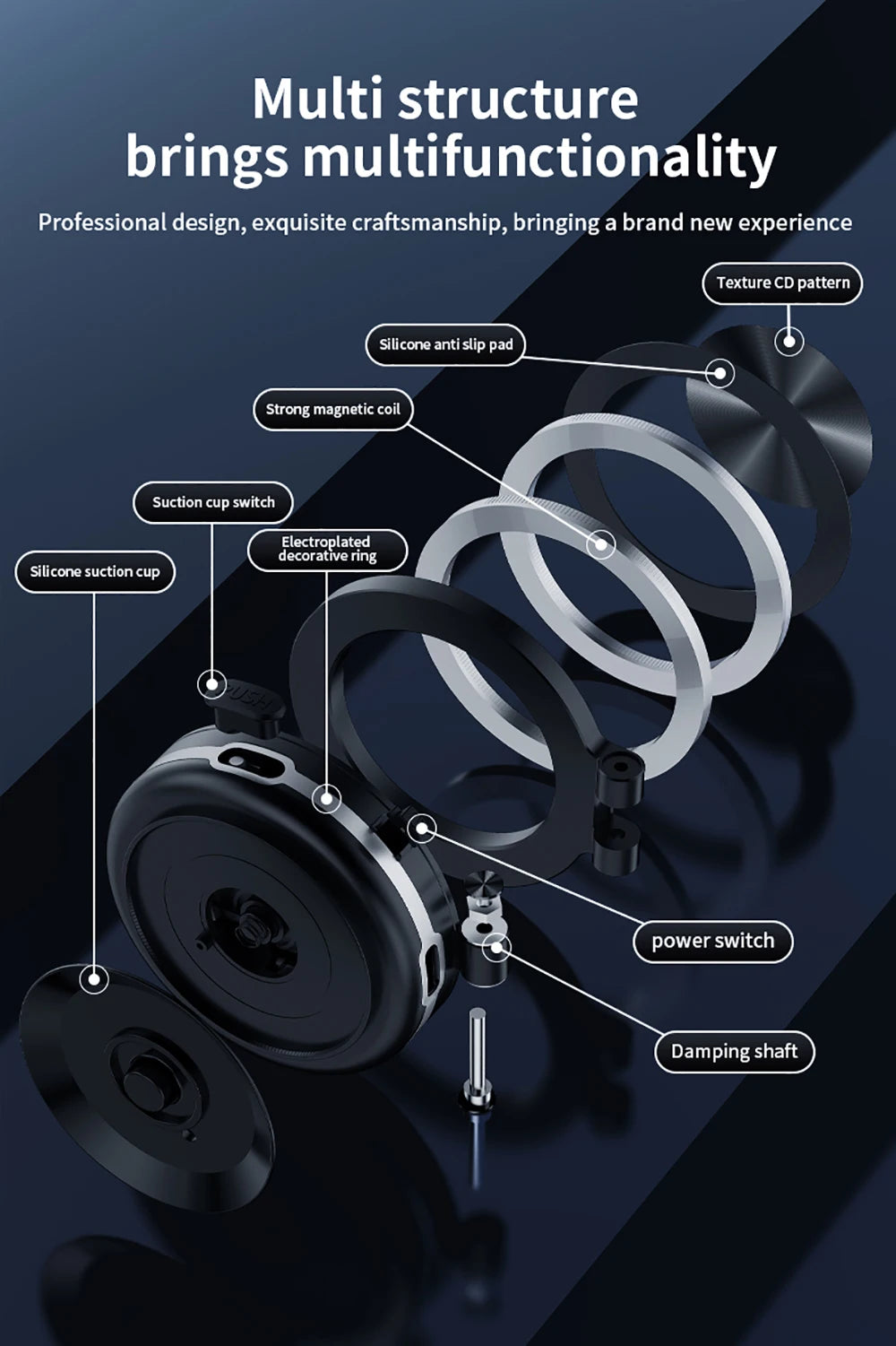 360°rotatable Car Magnetic Holder Intelligent Vacuum Adsorption Phone Stand Car Mount Windshield Magnetic Car Stable Bracket