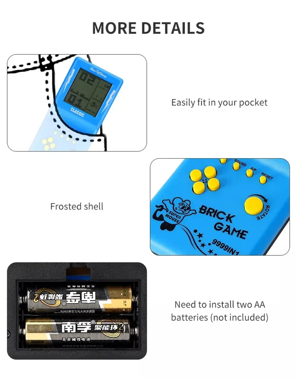 3.5" Game Console For Tetris Console Retro Handheld Game Players Mini Children's Nostalgic Pocket Games Machine Kids Puzzle Toys