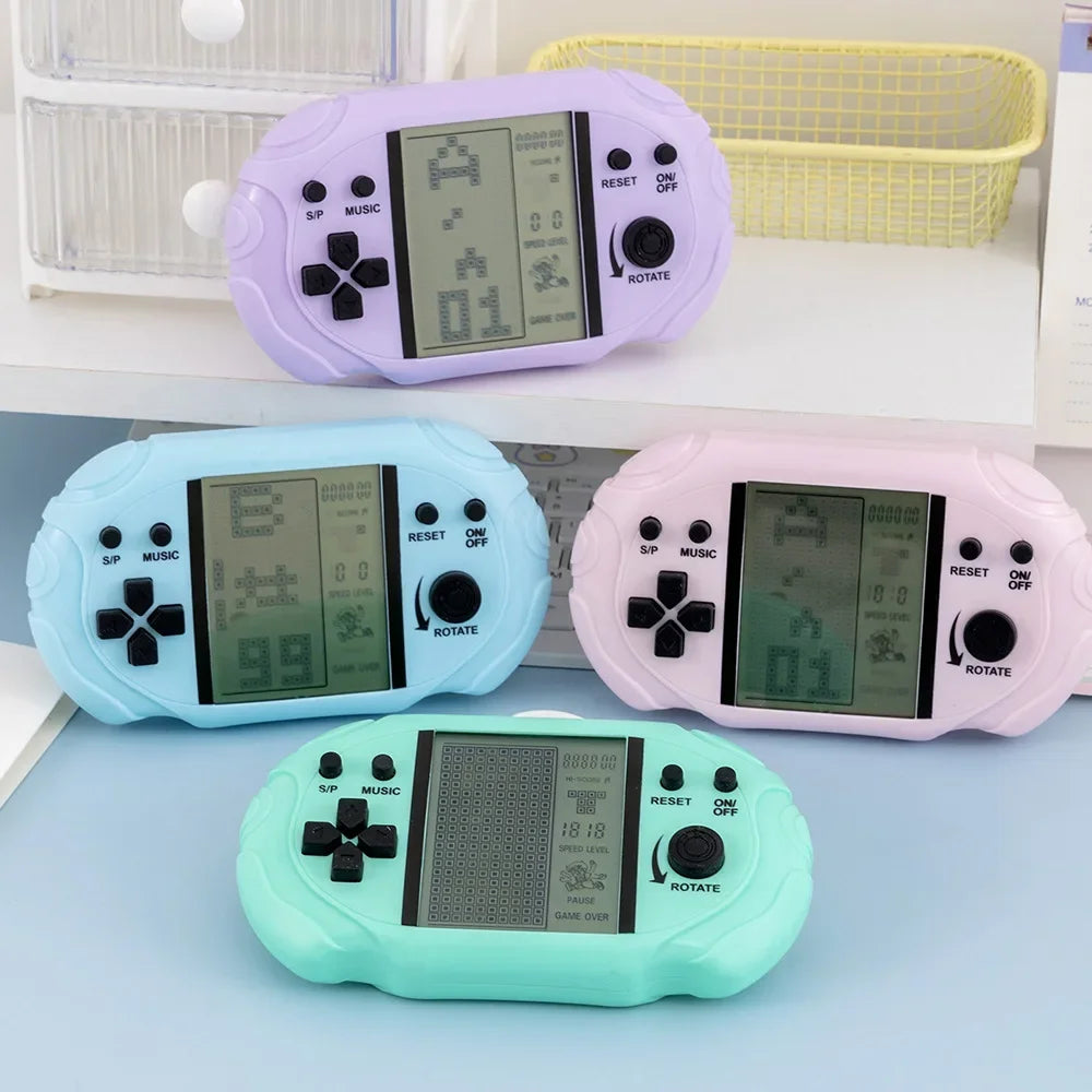 1/2/3 PCS Popular Kawaii Pastel Handheld Tetris Game Console Design Large Display Retro Pocket Game Ornament Backpack Decor Toy