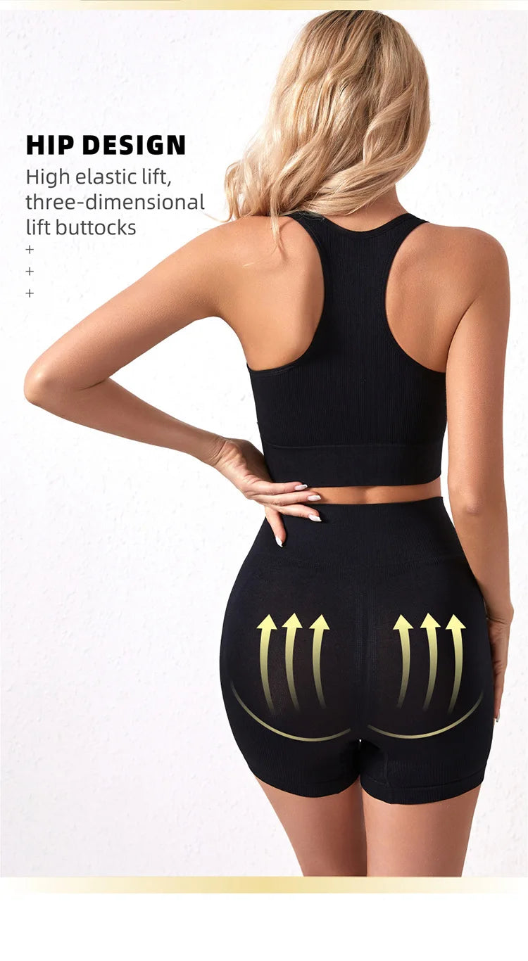 1Set Womens Underwear Set Wireless Lingerie Panties Bra Female Sexy Seamless Tank Crop Top Lady Sports Fitness Yoga Clothing Set