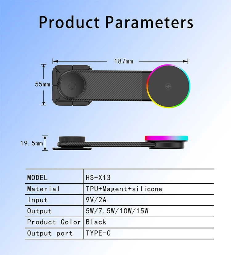 15W Qi2 Magnetic Car Phone Holder Wireless Charger for iPhone 16 17 Pro Max for Magsafe Car Charging Charger LED Light