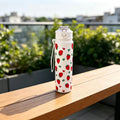 750ML Cute Strawberry Cherry Flower Bowknot Printed Tumbler with Pure White Base, High-Value Straw Cup for Sports