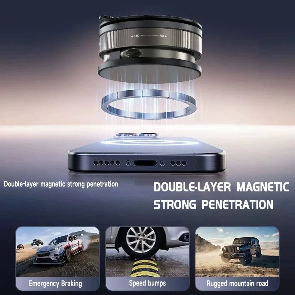 Car Phone Magnetic Stand Mechanical Vacuum Suction Cup Rotate 360° Magnetic Adsorption Bracket Navigation Universal Holder