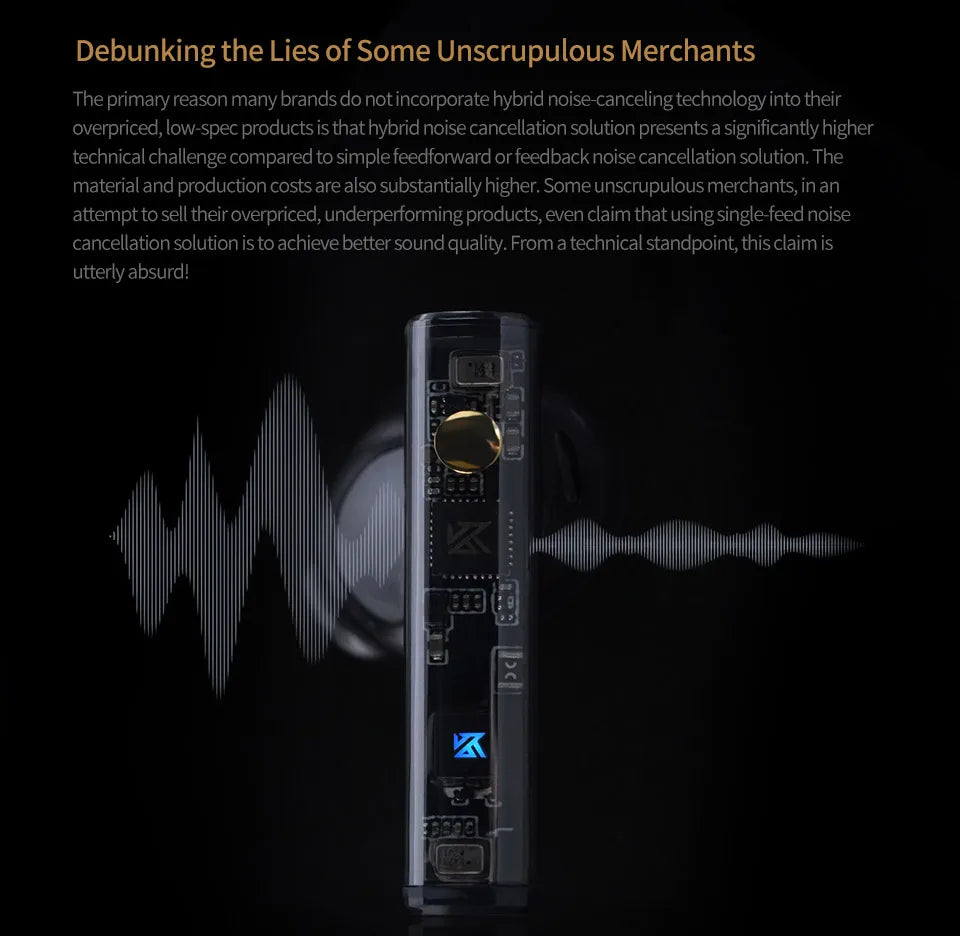 KZ Carol ANC True Wireless Earphone 55dB Active Noise Canceling TWS Headphone 6 Mics AI HD Call Bluetooth 5.3 HiFi in-Ear Earbud