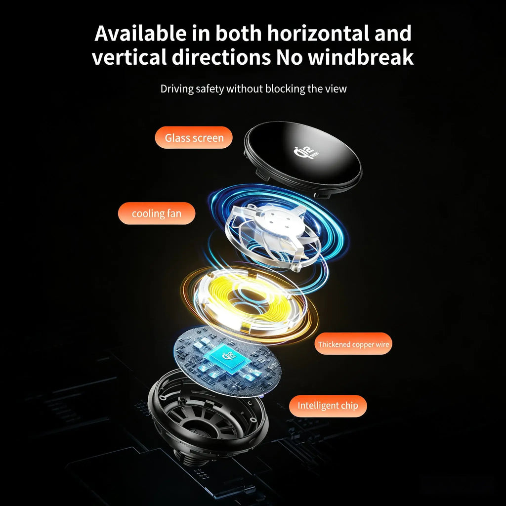 25W Qi2 Magnetic Car Phone Charger Holder with RGB Light Air Vent Mount with Fast Charging & Cooling for iPhone 17 Pro Max