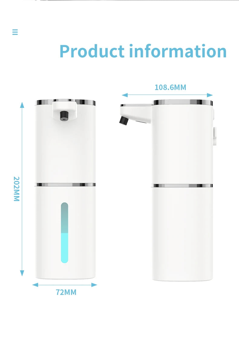 400ML Large Capacity Light Display 4-Levels Adjustable Foam/Liquid Modes Touchless Electric Automatic Smart Sense Soap Dispenser
