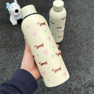 500ml Black Bow Heart-Shaped Stainless Steel Insulated Sports Water Bottle, Fitness Sports Cup, Suitable for Winter and Summer