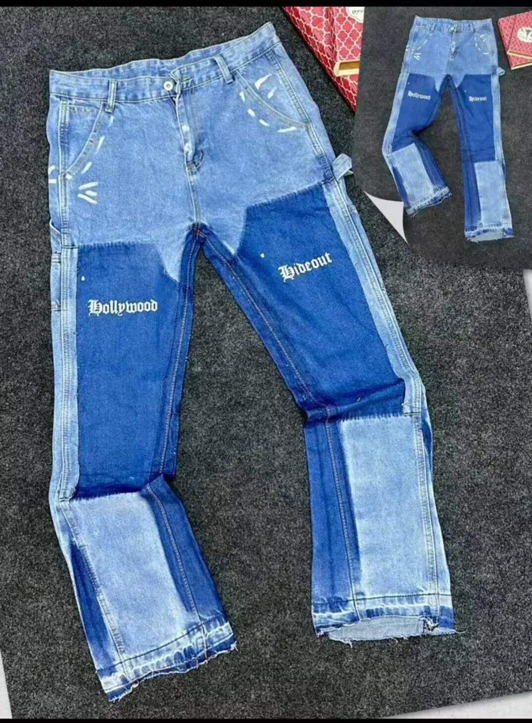 2025 Vintage Men's Jeans Distressed Vibe Bell Bottoms Clean Fit Woodworking Workwear Denim Pants for Outdoor Trade
