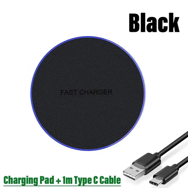 Ultra-Thin Fast Wireless Charger Pad for Samsung Galaxy S25  iPhone 17 16 15 14 13 Pro Max Wireless Induction Charging Station