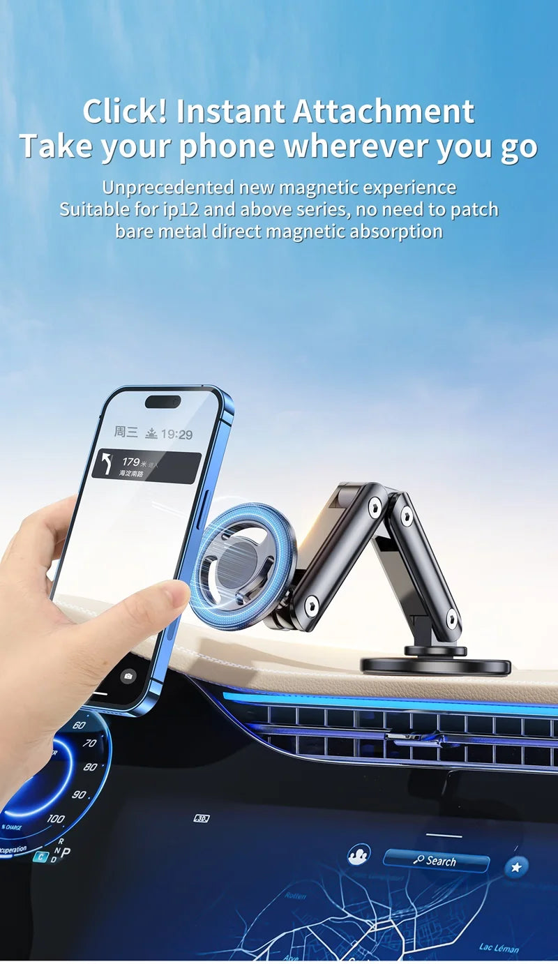 Universal Metal Car Magnetic Semiconductor Cooling Phone Holder RGB Light 3 Level Adjustable for iPhone 16 15 14 13 12 Samsung