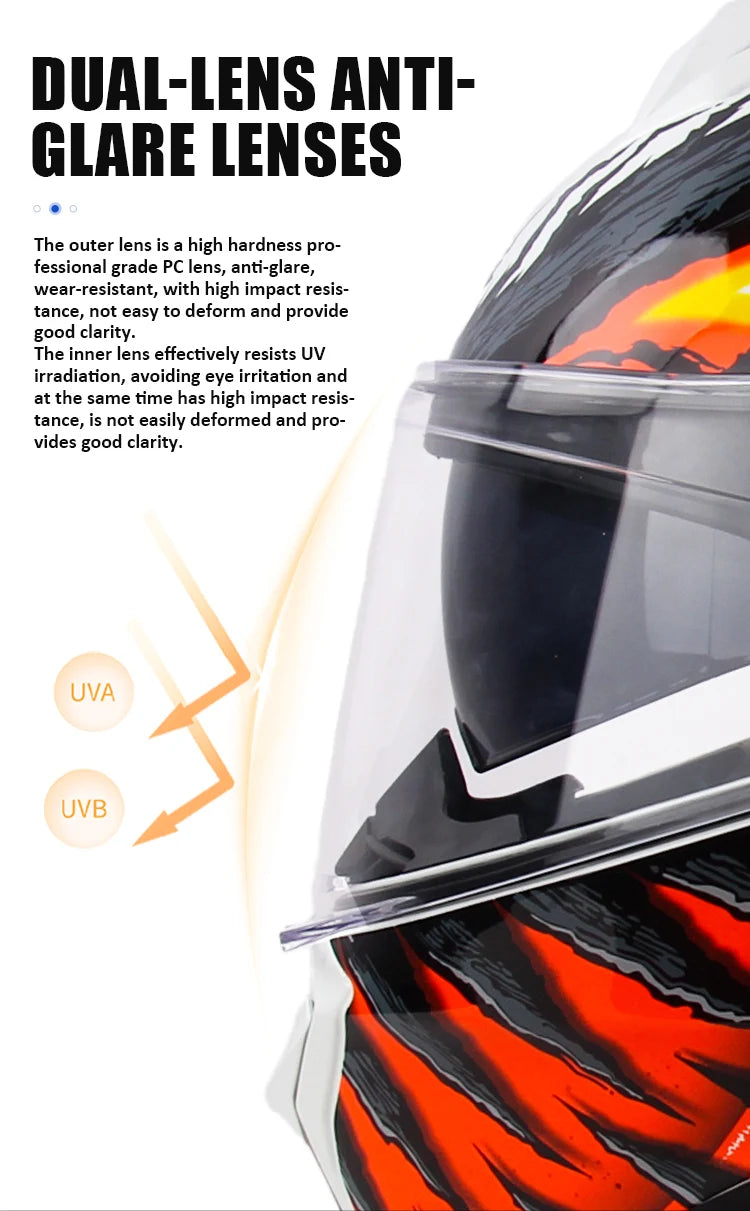 Uchoose DOT Approved Full Face Helmets Crash Motorbike Protective Gear Men Women Flip Up Helmet Motorcycle Double Sun Visor