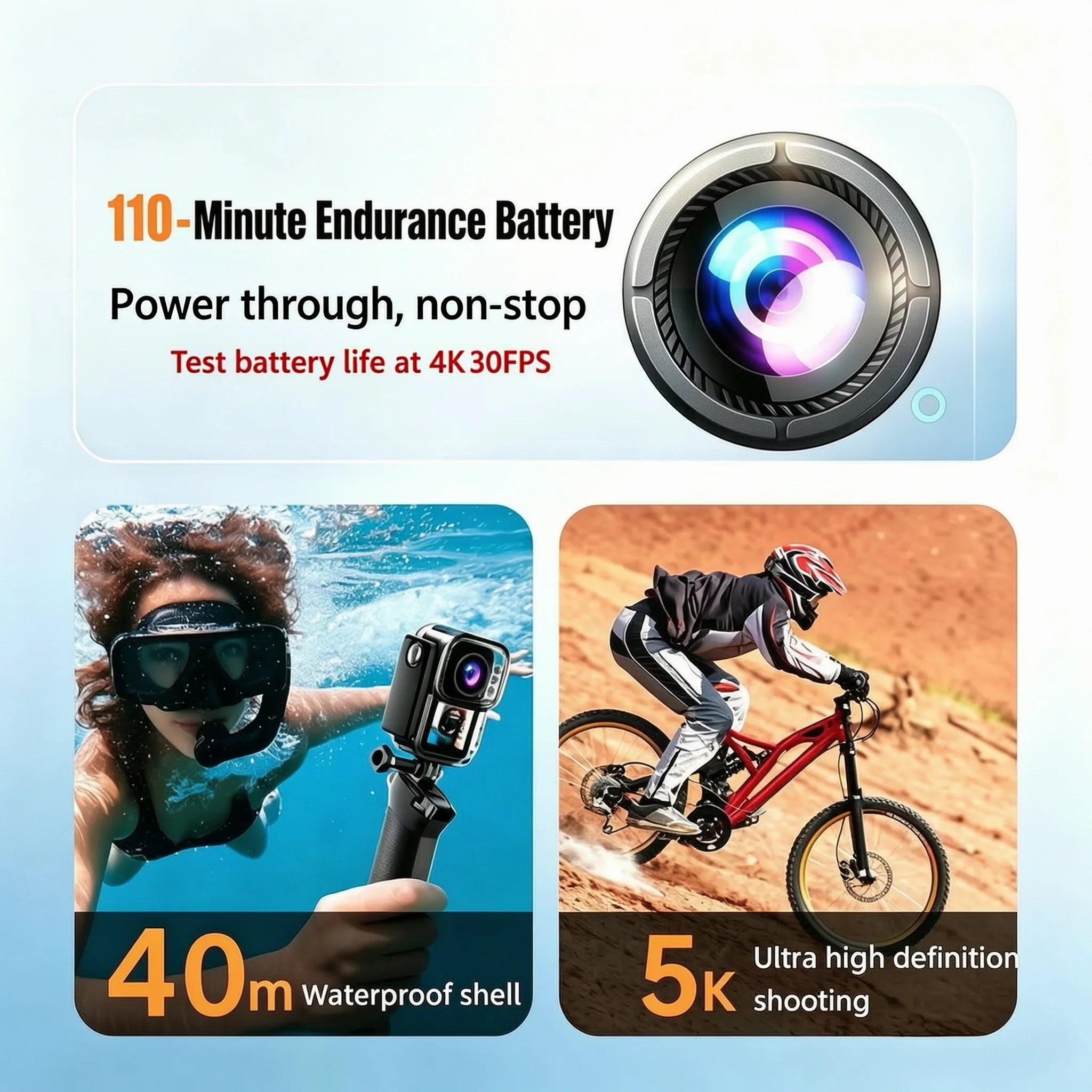 5K Mini Action Camera 4K 60FPS Anti Shake Touch Screen Waterproof Magnetic Pendant Body Cam Motorcycle Bike Outdoor Sport Record