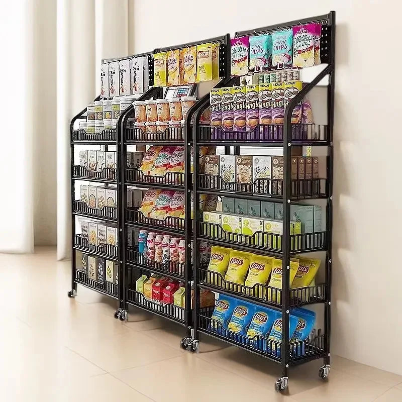Multi-layer Removable Supermarket Snack Shelves Cart Convenience Store Checkout Page Home Storage Shelves Kitchen Island