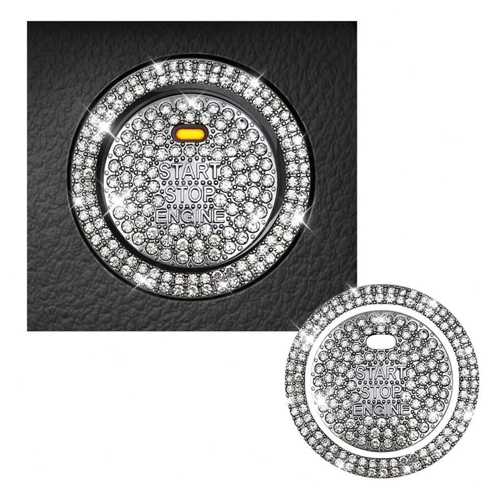1 Piece Shiny Car Start Button Cover, Shiny Rhinestone Loop, Easy Installation, Universal Vehicle Start Button Protective Cover
