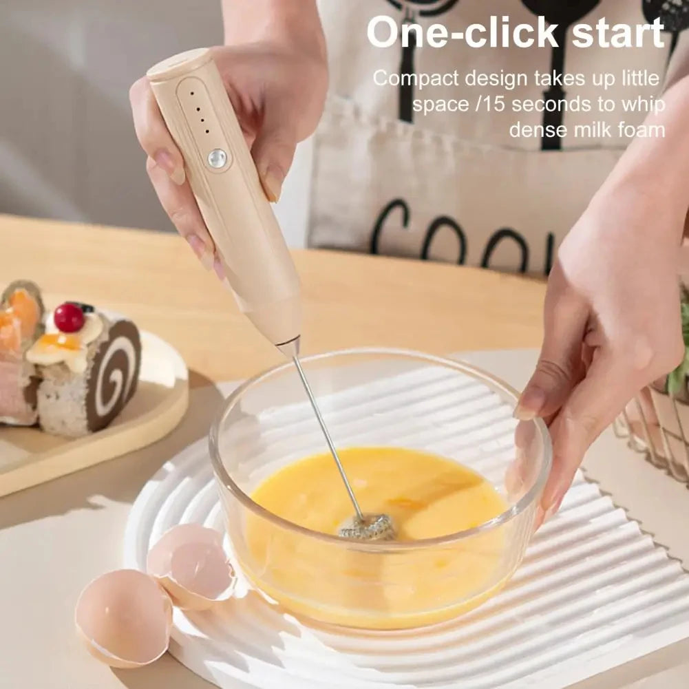 1 electric milk coffee mixer, egg beater, milk frother, 3-speed rechargeable handheld kitchen jam cake cream maker