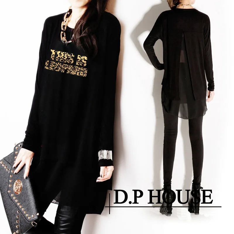 New Spring Autumn and Summer Long Sleeve Fashion Chiffon Plus Size XXXL Loose Irregular Women's Clothings  Female Blouses