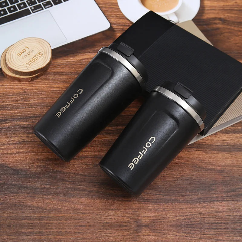 Thermo Cafe Coffee Mug Car Thermos Mug 380/510ML Leak_Proof Travel Thermo Cup for Tea Water Coffee Double Stainless Steel