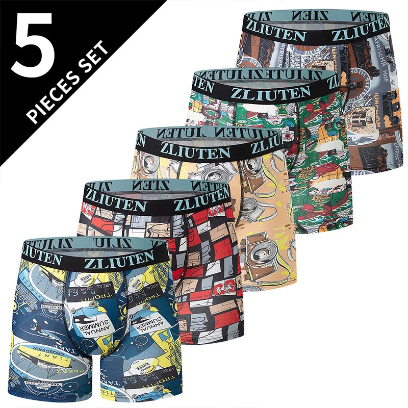 5/10 Pack Multi-size Teenagers To Adults Men's Boyshort Leisure Sports Joker Elastic Waist Long Men's Underwear Can Be Parent-ch