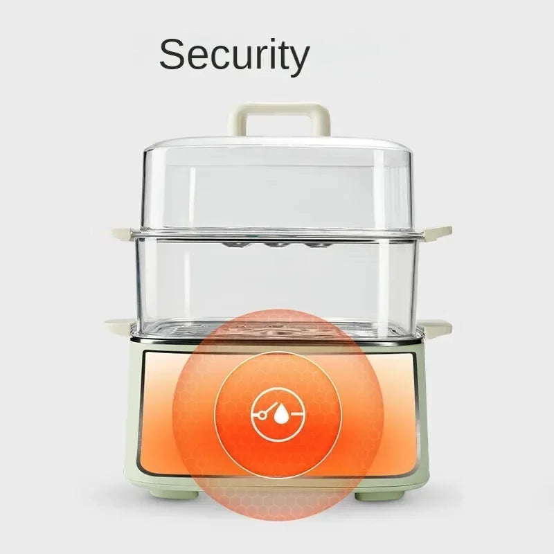 SUPER Electric Steamer Household Electric Boiler Three-layer Transparent Visualization Steamer Stainless Steel Steaming Tray9.3L