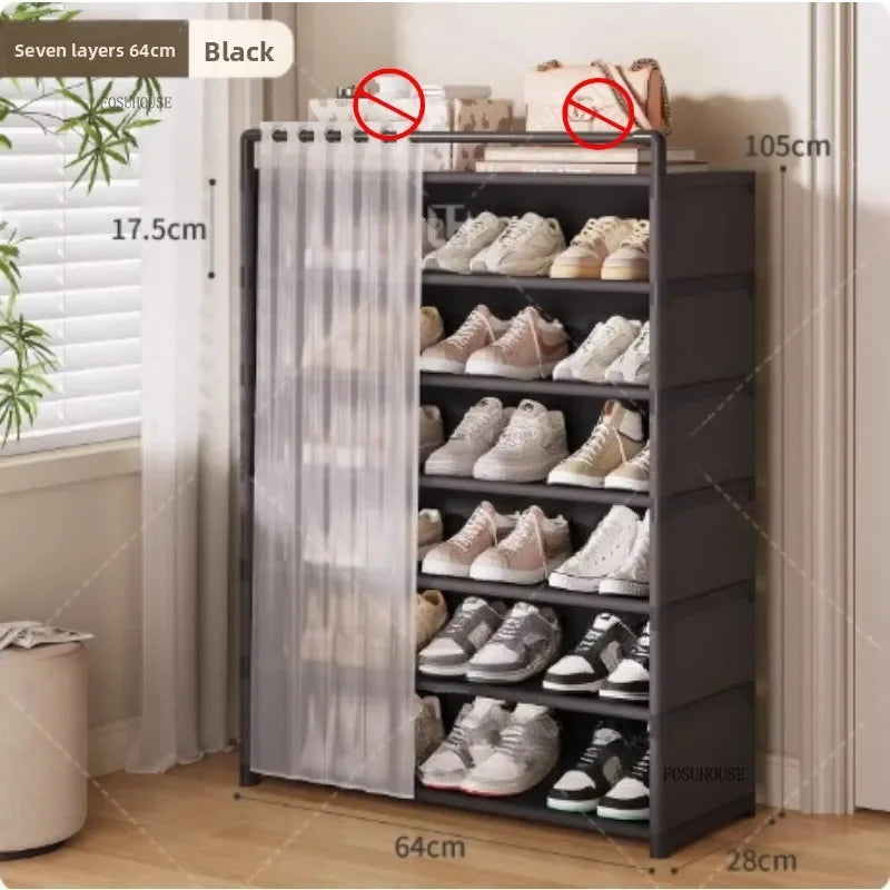 Multi layer Shoe Rack with Drawer for Entryway Hallway Storage Durable Metal Frame Indoor Organizer Space Saving Hanger Unit