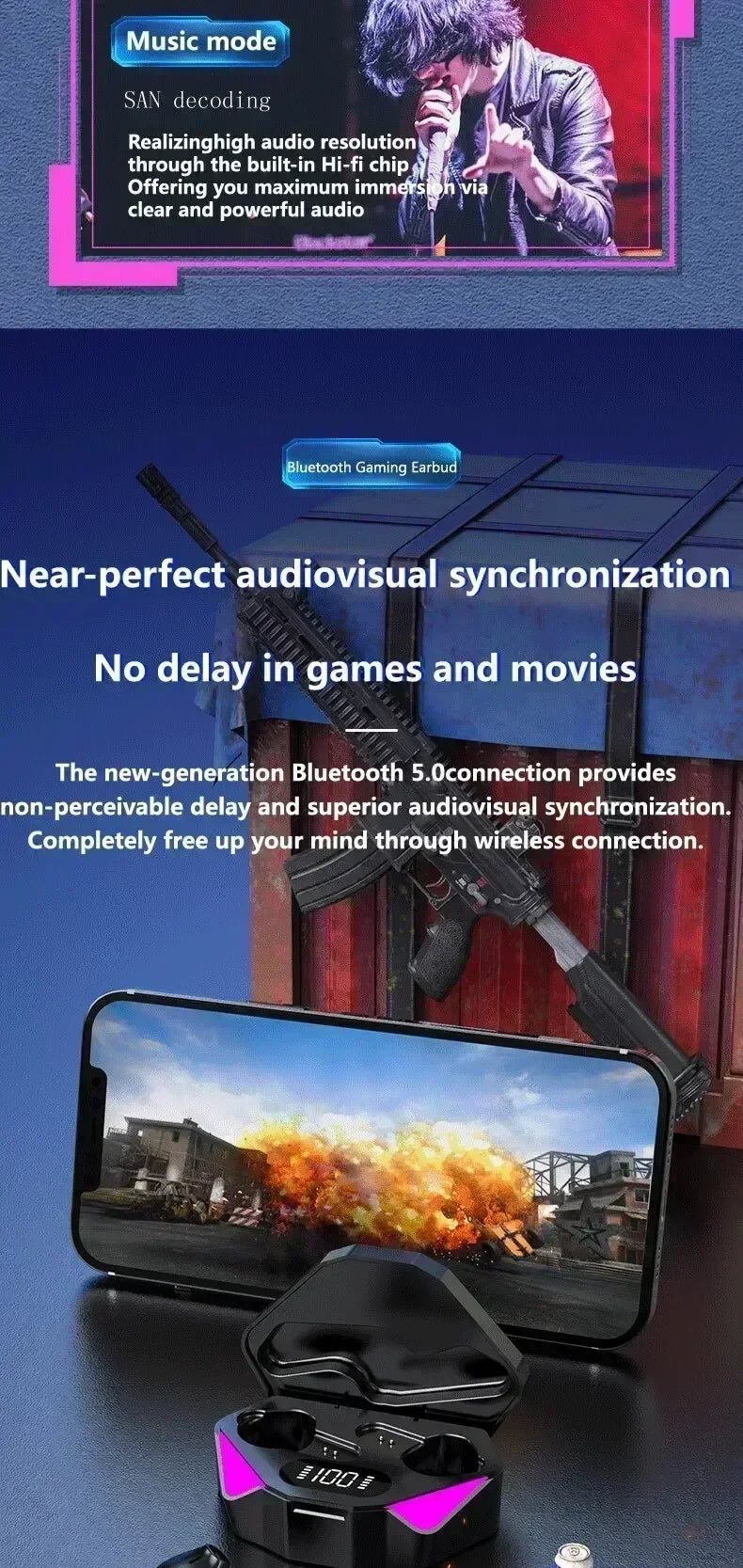 New TWS headset Bluetooth wireless gamer headset gamer with microphone hands-free apply to smartphones