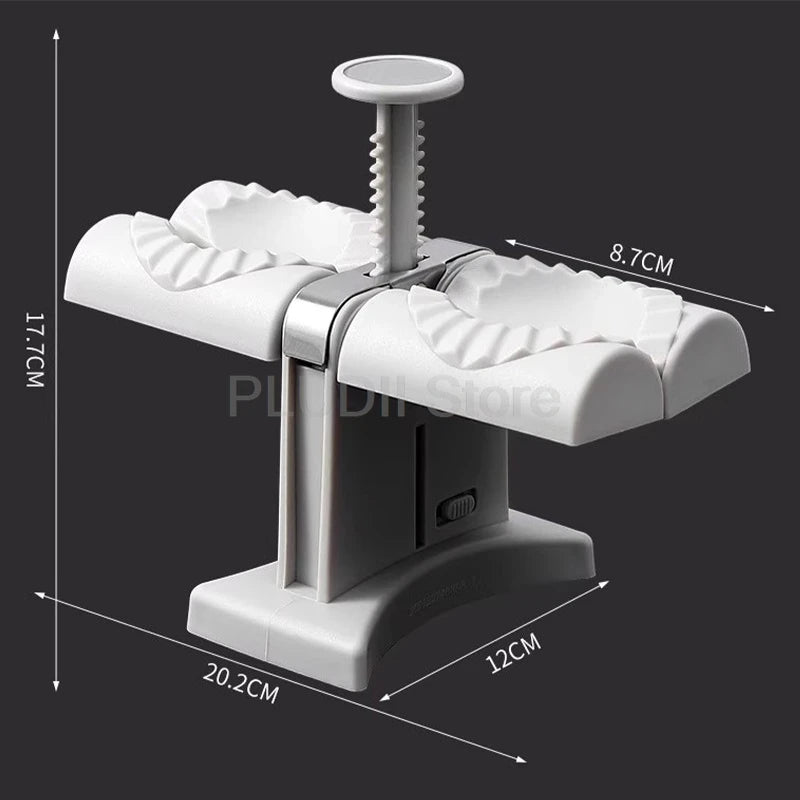 Double Head Automatic Dumpling Maker Machine 2 In 1 Press Dual Slot Design for Home Use ABS Manual Folding Dumpling Press Tool