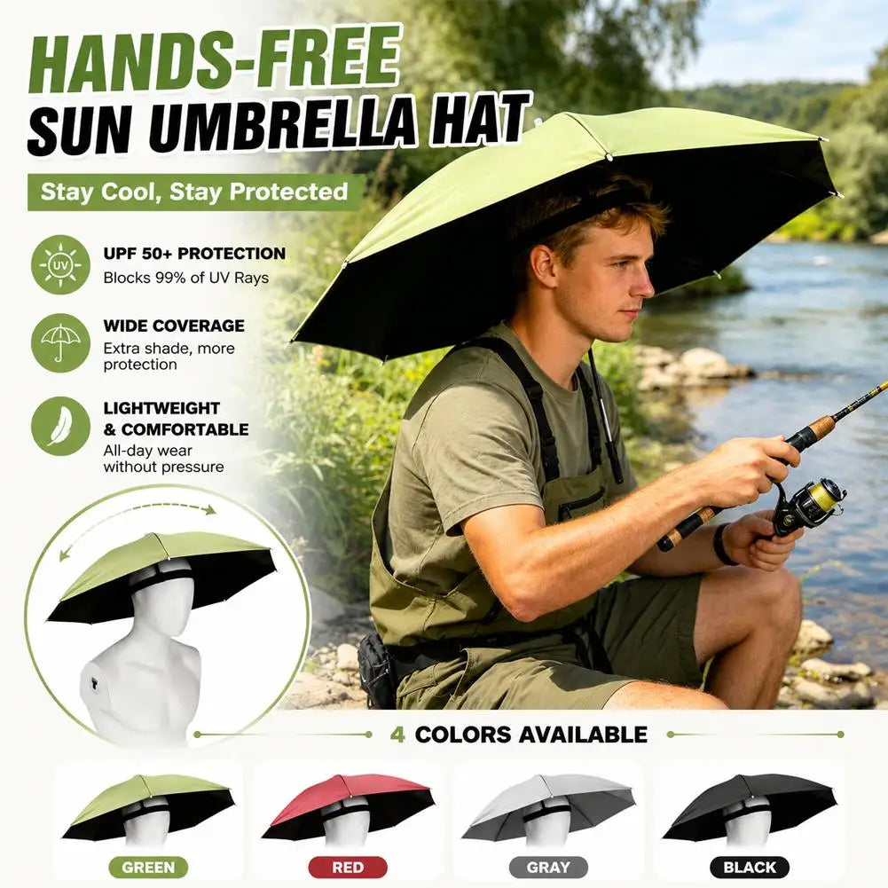 Hands Free Umbrella Hat Black Coating UV Protection Foldable Sun Shade Caps Waterproof Headwear For Fishing Hiking Camping