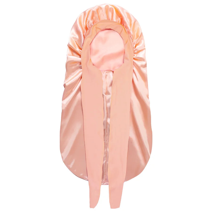 Women Extra Large Hair Long Silk Bonnet Cap & Elastic Satin Hair Band Comfortable Head Cover Night Sleep Hat for Sleeping Shower