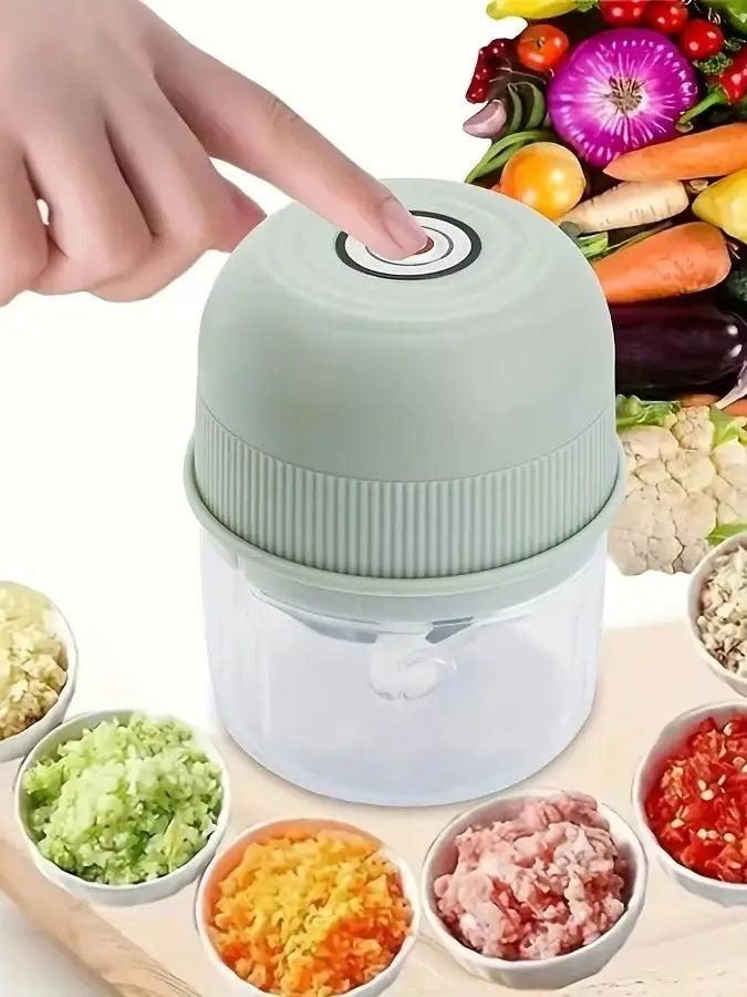 260ML Electric Meat Grinder, Rotary Garlic Grinder, Vegetable and Onion Chopper, Wireless Rechargeable Kitchen Cooking Mixer