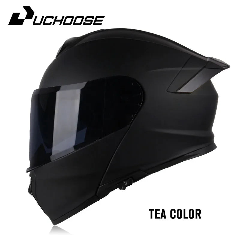 Uchoose DOT Approved Full Face Helmets Crash Motorbike Protective Gear Men Women Flip Up Helmet Motorcycle Double Sun Visor